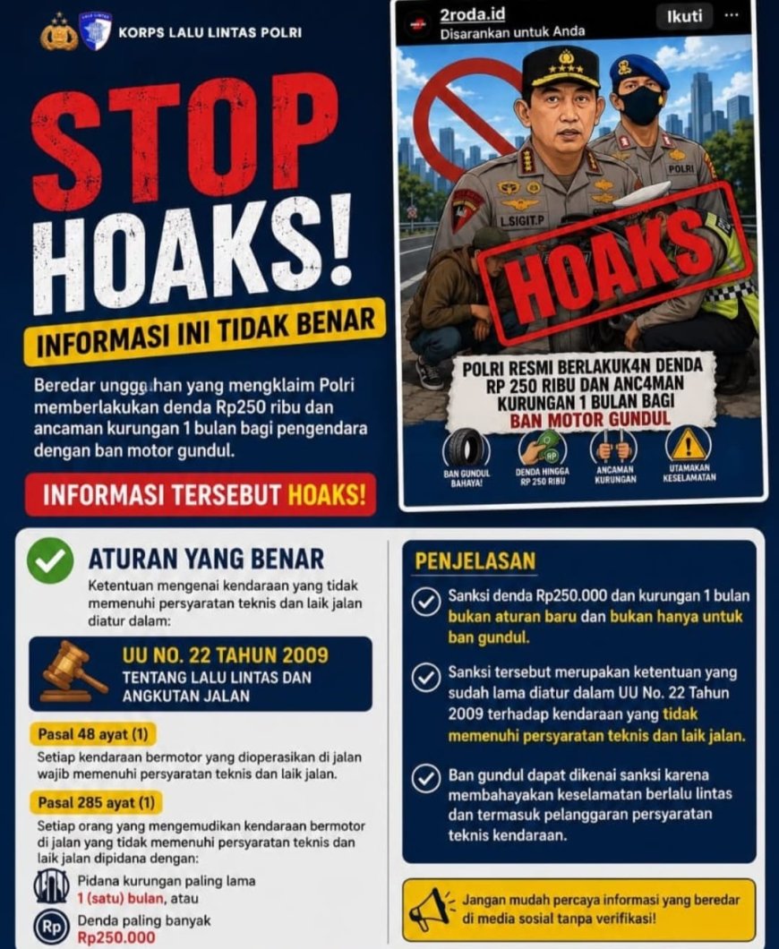 Korlantas Polri Tegaskan Tidak Ada Aturan Denda Rp250 Ribu seperti yang Diisukan